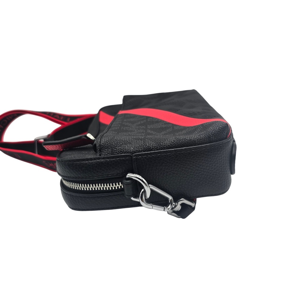 Michael Kors Black Monogram Camera Bag Red Stripe Adjustable Strap - Picture 6 of 10